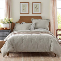 Classic Stripes and Plaids Cool Yarn-Dyed Cotton Percale Comforter - Mini Check Green, King/Cal. King