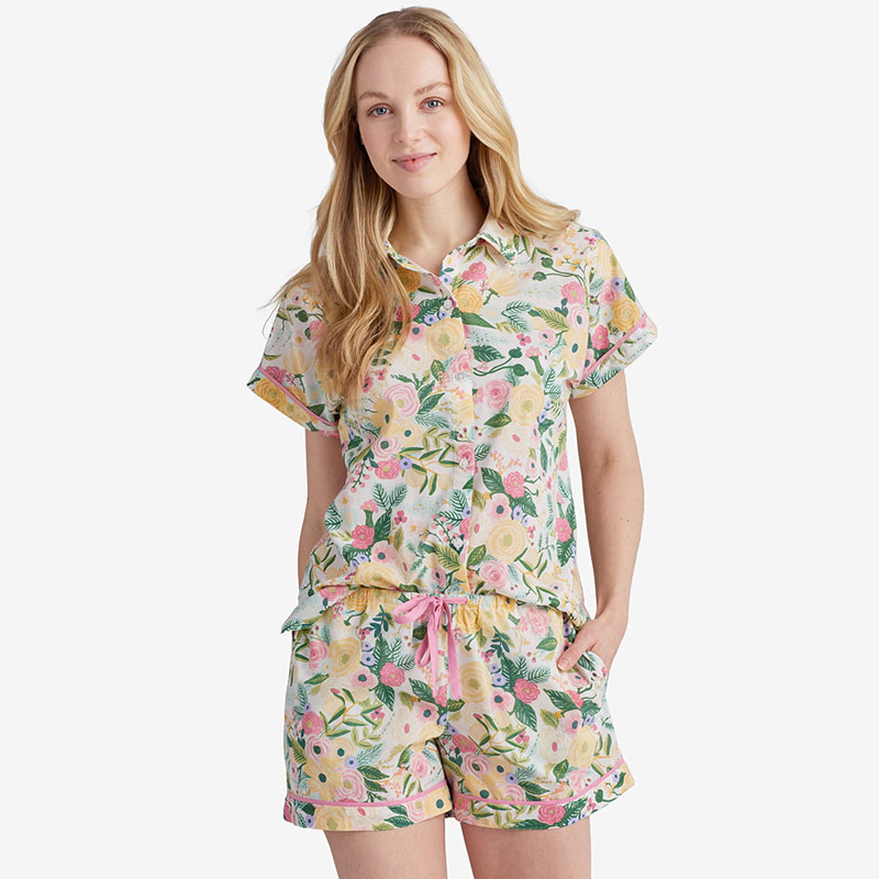 Printed Voile Women's Shorts Set - Garden Party, XS