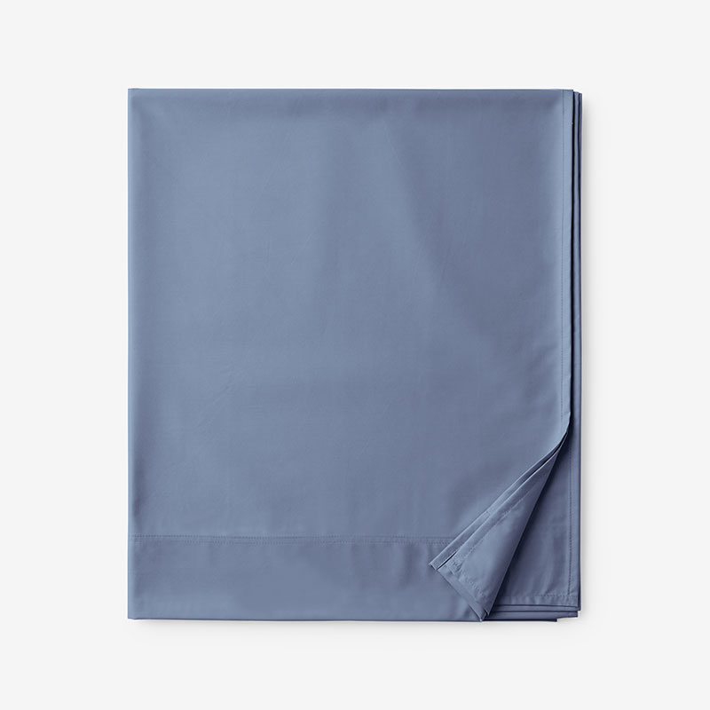 Classic Smooth Wrinkle-Free Sateen Flat Bed Sheet - Infinity Blue, Queen