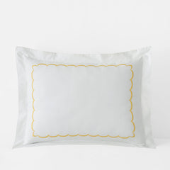 Embroidered Scallop Classic Cool Cotton Percale Sham - Yellow, King