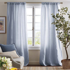 Linen Window Curtain - Ice Blue, 108 in.