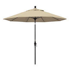 Round Outdoor Patio Umbrella, Fiberglass with Twist Tilt - Black Finish, Antique Beige, 9'