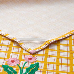 Floral Plaid Kitchen Towel Sets - Yellow, Set of 2