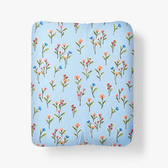 Blossoms and Stripes Classic Cool Cotton Percale Fitted Bed Sheet - Garden Poppies, Full