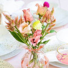 Hibiscus Glass Fluted Vases -   Pink, Small