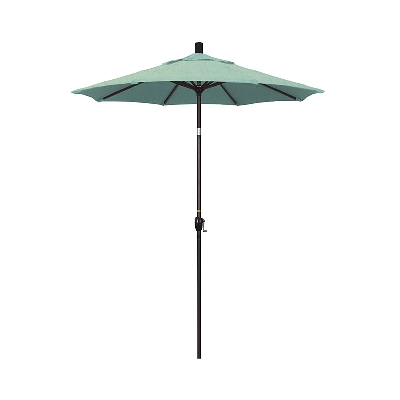 6' Round Outdoor Patio Umbrella, Aluminum with Push Button Tilt - Bronze Finish, Spectrum Mist