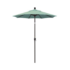 6' Round Outdoor Patio Umbrella, Aluminum with Push Button Tilt - Bronze Finish, Spectrum Mist