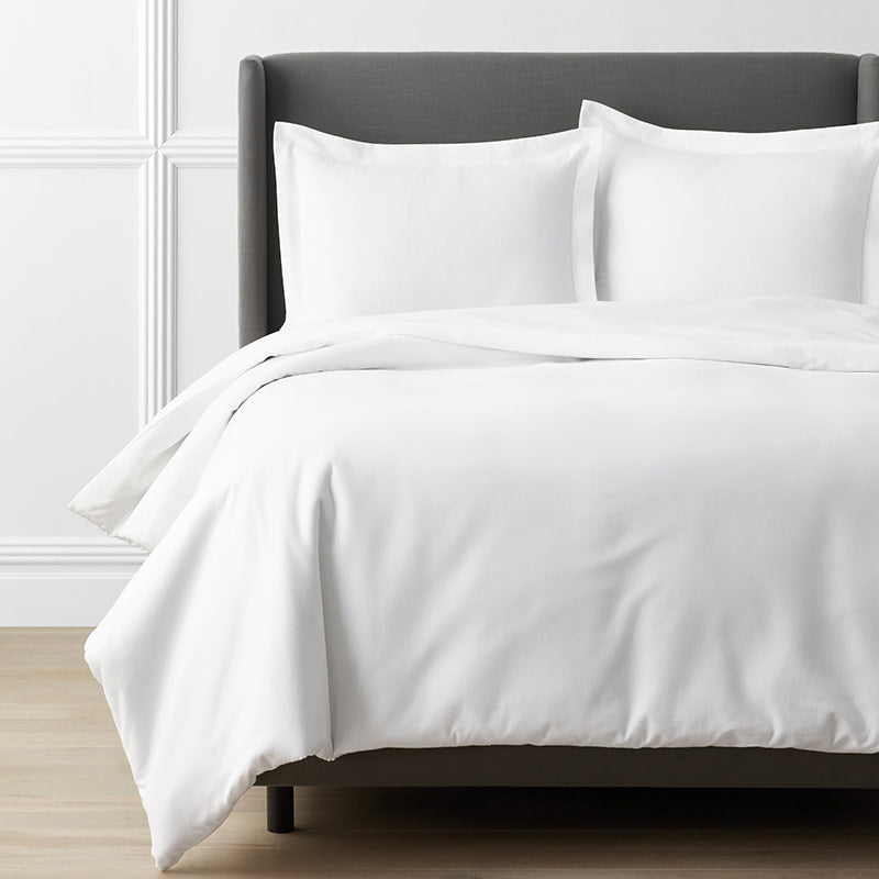 Premium Ultra-Cozy Cotton Velvet Flannel Duvet Cover - White, Full/Queen