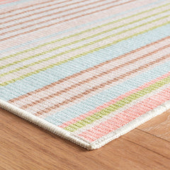 Ana Ticking Washable Rug - Aqua, 5' x 8'