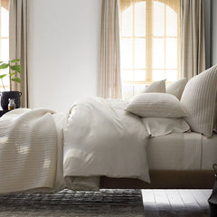 Premium Smooth Supima® Cotton Wrinkle-Free Sateen Fitted Bed Sheet - Ivory, Queen