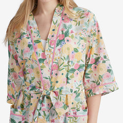 Printed Voile Women's Kimono Robe - Garden Party, XL/XXL