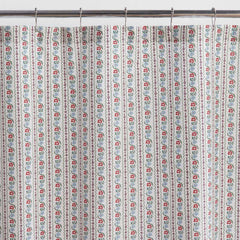 Delphine Classic Cool Cotton Percale Shower Curtain - Ivory Multi
