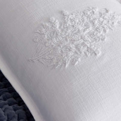 Embroidered Damask Decorative Lumbar Pillow Cover - White, 14 in. x 40 in.
