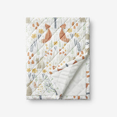 Forest Animals Classic Cool Organic Cotton Percale Quilted Reversible Sherpa Stroller Blanket - Ivory