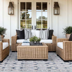 Hand Knotted Performance Rug - Blue, 5' x 8'
