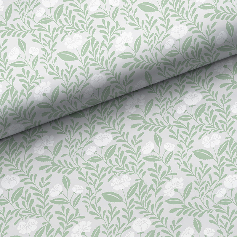 Ava Traditional Wallpaper - Vine Willow Green, Roll