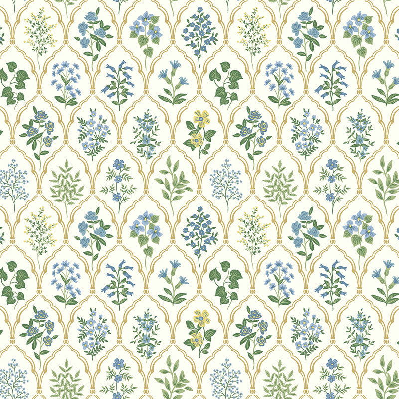 Hawthorne Traditional Wallpaper - Blue, Roll