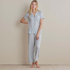 Cotton Modal Women's Cropped Pants Pajama Set - Pretty Dot, XXL