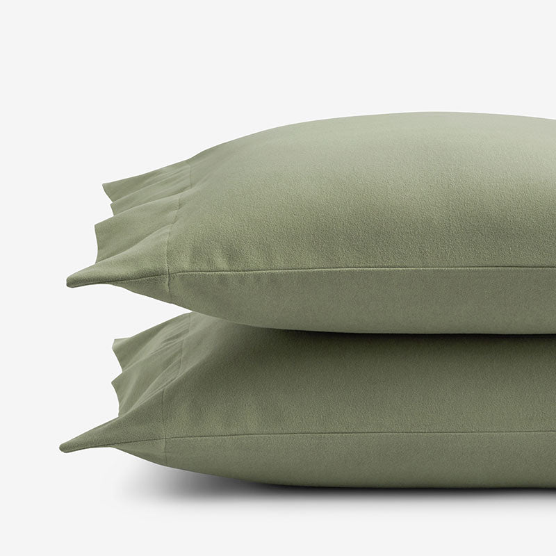 Classic Ultra-Cozy Cotton Velvet Flannel Pillowcase Set - Willow Green, Standard