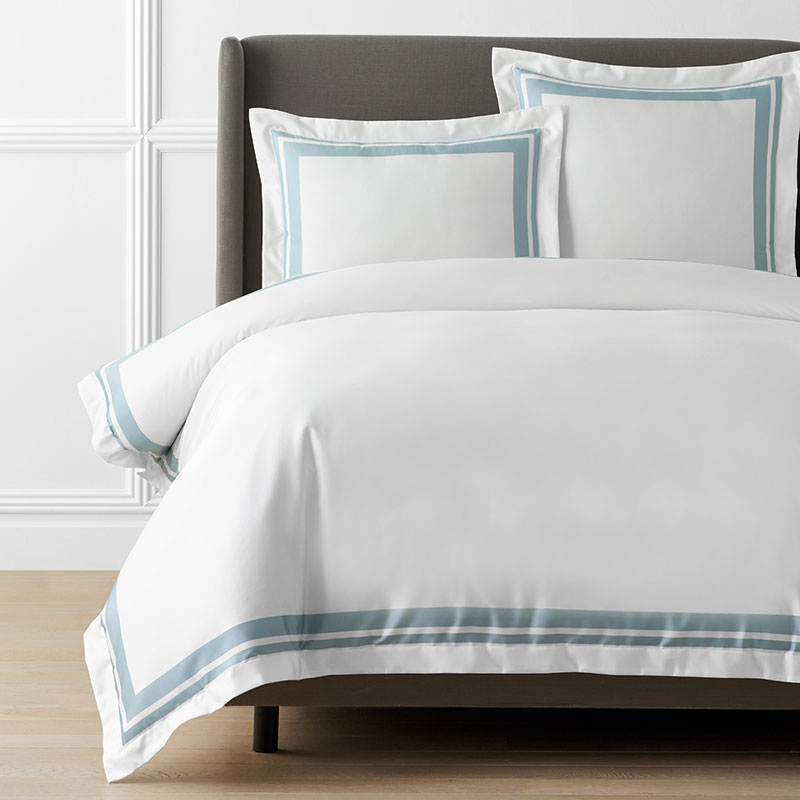 Double Border Premium Smooth Supima® Cotton Wrinkle-Free Sateen Duvet Cover - Cloud, King/Cal. King