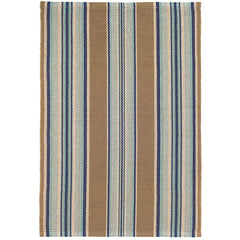 Blue Heron Stripe Handwoven Cotton Rug - Blue, 2' x 3'