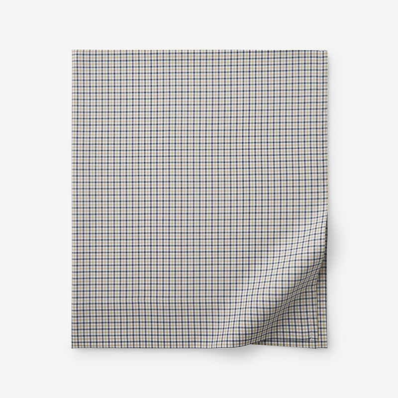 Classic Stripes and Plaids Cool Yarn-Dyed Cotton Percale Flat Bed Sheet - Mini Check Multi, Twin/Twin XL