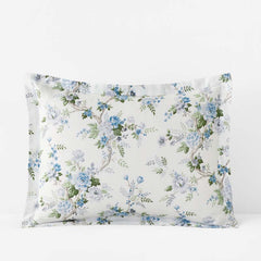 Manor Floral Premium Smooth Sateen Reversible Sham - Blue, Standard
