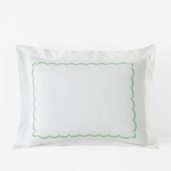 Embroidered Scallop Classic Cool Cotton Percale Sham - Green, King