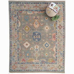 Hand Knotted Traditional Wool Rug -  Pewter Blue, 5' x 8'