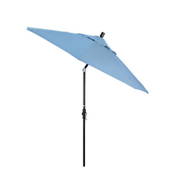 Round Outdoor Patio Umbrella, Fiberglass with Twist Tilt - Black Finish, Air Blue, 9'