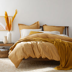 Classic All Season Breathable Cotton Knit Blanket - Gold, Full/Queen