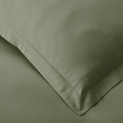 Classic Ultra-Cozy Cotton Velvet Flannel Flat Bed Sheet - Willow Green, Full