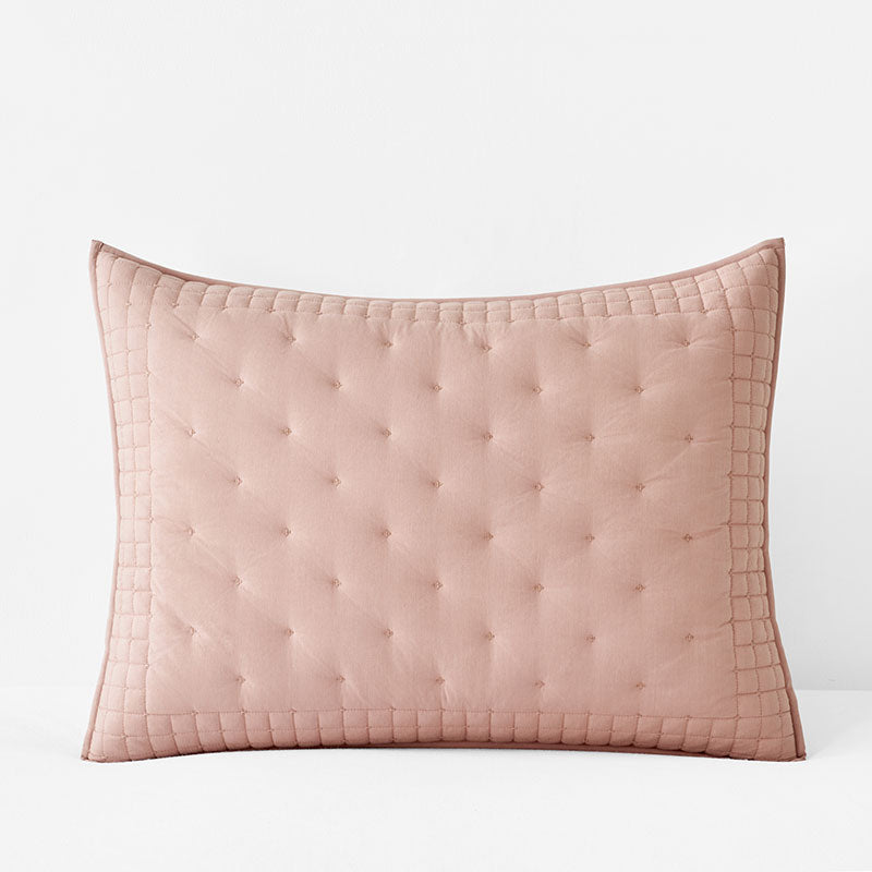 Pintuck Quilted Sham - Faded Rose, Standard