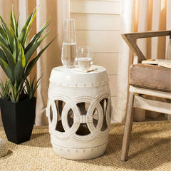 Ceramic Double Coin Side Table - Cream