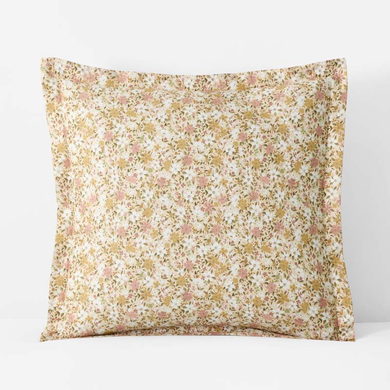 Joyful Floral Classic Smooth Sateen Sham - Gold, Euro