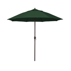 Round Outdoor Patio Umbrella, Aluminum with Auto Tilt Crank - Bronze Finish, Forest Green, 7.5'