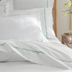 Scallop Embroidered Premium Cool Egyptian Percale Sham - Green, Standard