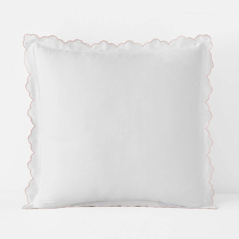 Embroidered Scallop Classic Smooth Sateen Solid Sham - Blush, Euro
