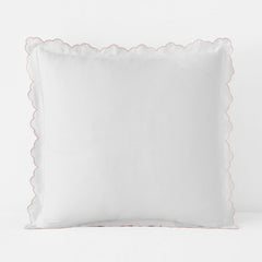 Embroidered Scallop Classic Smooth Sateen Solid Sham - Blush, Euro