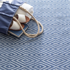 Diamond Handwoven Indoor/Outdoor Rug - Denim, 2' 6" x 8' Runner