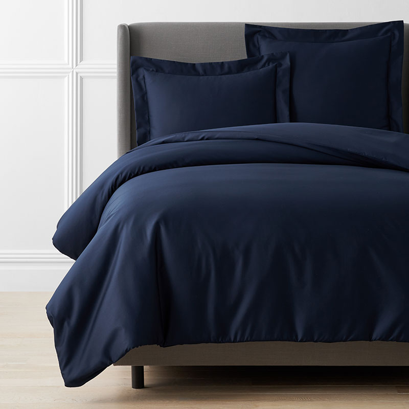 Premium Smooth Supima® Cotton Wrinkle-Free Sateen Duvet Cover - Navy, King/Cal. King