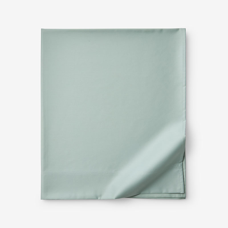 Premium Smooth Supima® Cotton Wrinkle-Free Sateen Flat Bed Sheet - Sea Mist, Deep Pocket Queen