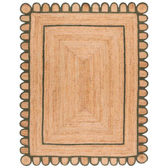 Scallop Border Handwoven Jute Rug - Olive, 3' x 5'