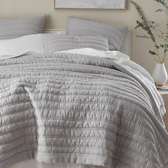 Premium Breathable Washed Linen Solid Quilt - Gray, Twin/Twin XL