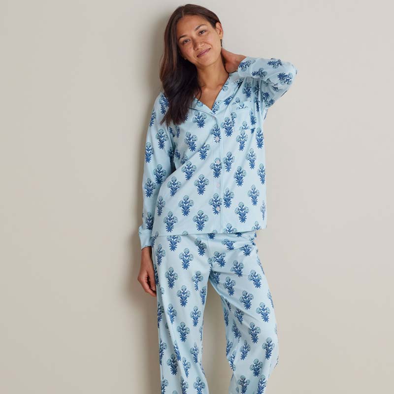 Printed Peruvian Cotton Women's Button-Down Pajama Set - Suhana, XL