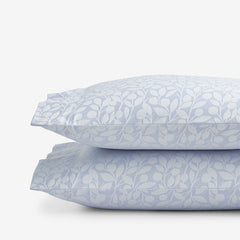Jacquard Leaf Yarn-Dyed Premium Smooth Supima® Cotton Wrinkle-Free Sateen Pillowcase Set - Blue Shadow, King