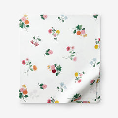 Ditsy Dahlia Classic Cool Cotton Percale Flat Bed Sheet - White Multi, Queen