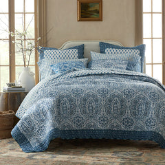 Mona Reversible Quilted Sham - Blue/White, King
