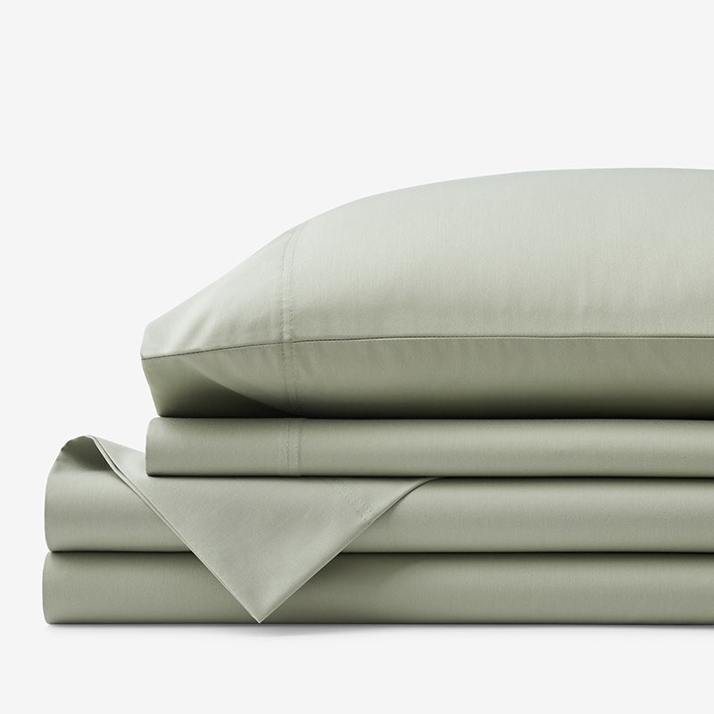 Classic Smooth Wrinkle-Free Sateen Bed Sheet Set - Laurel Green, Queen