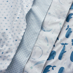 Night Sky Classic Cool Organic Cotton Percale Fitted Crib Sheet - Blue
